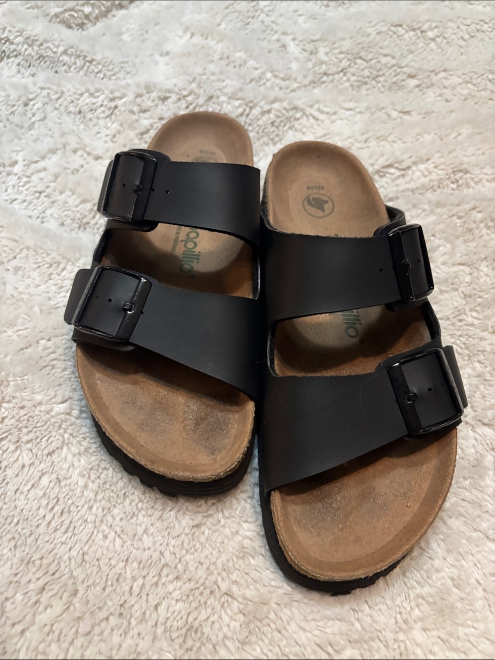 Papillio Birkenstock Black Arizona platform Sandals